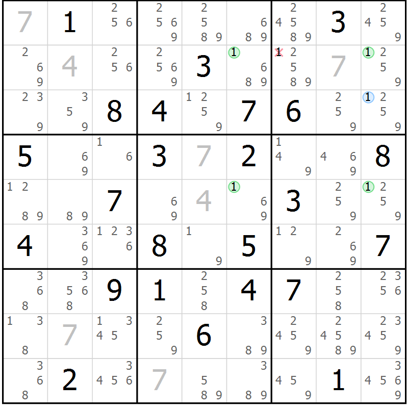 Position des candidats pour la solution de la Gr 38 page 41 du magazine de sudoku Suprême n° 027