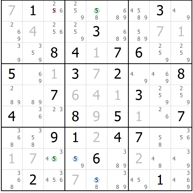 Position des candidats pour la solution de la Gr 38 page 41 du magazine de sudoku Suprême n° 027
