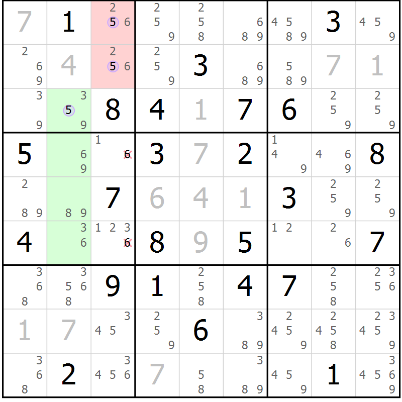 Position des candidats pour la solution de la Gr 38 page 41 du magazine de sudoku Suprême n° 027