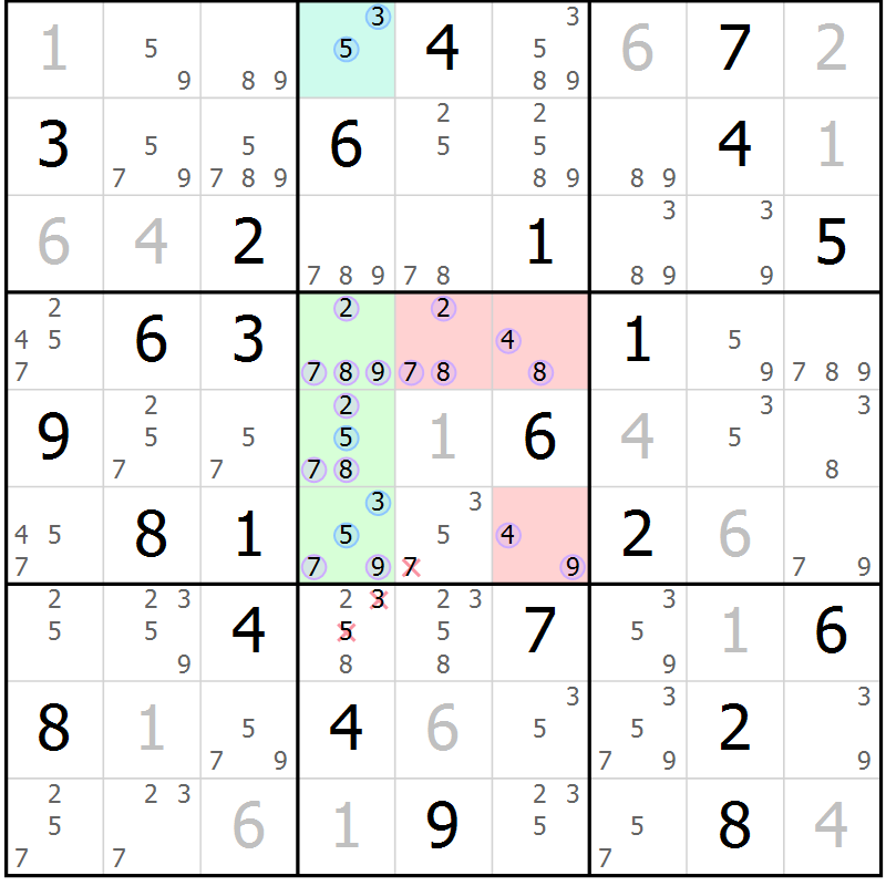 Position des candidats pour la solution de la Gr 39 page 42 du magazine de sudoku Suprême n° 027