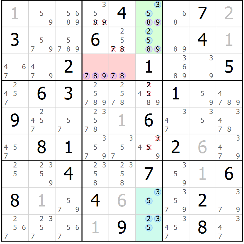 Position des candidats pour la solution de la Gr 39 page 42 du magazine de sudoku Suprême n° 027