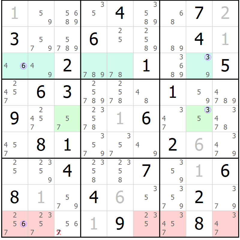 Position des candidats pour la solution de la Gr 39 page 42 du magazine de sudoku Suprême n° 027