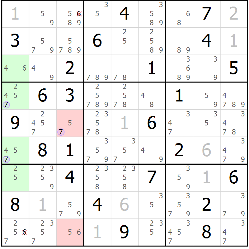 Position des candidats pour la solution de la Gr 39 page 42 du magazine de sudoku Suprême n° 027