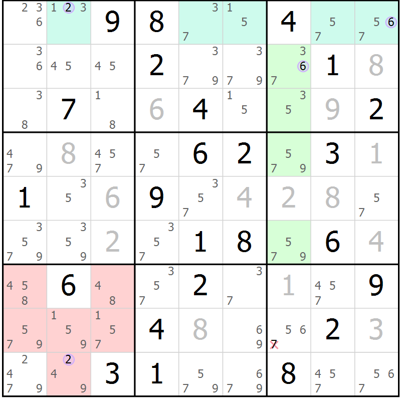 Position des candidats pour la solution de la Gr 40 page 43 du magazine de sudoku Suprême n° 027