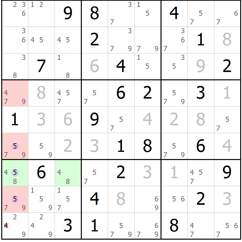 Position des candidats pour la solution de la Gr 40 page 43 du magazine de sudoku Suprême n° 027