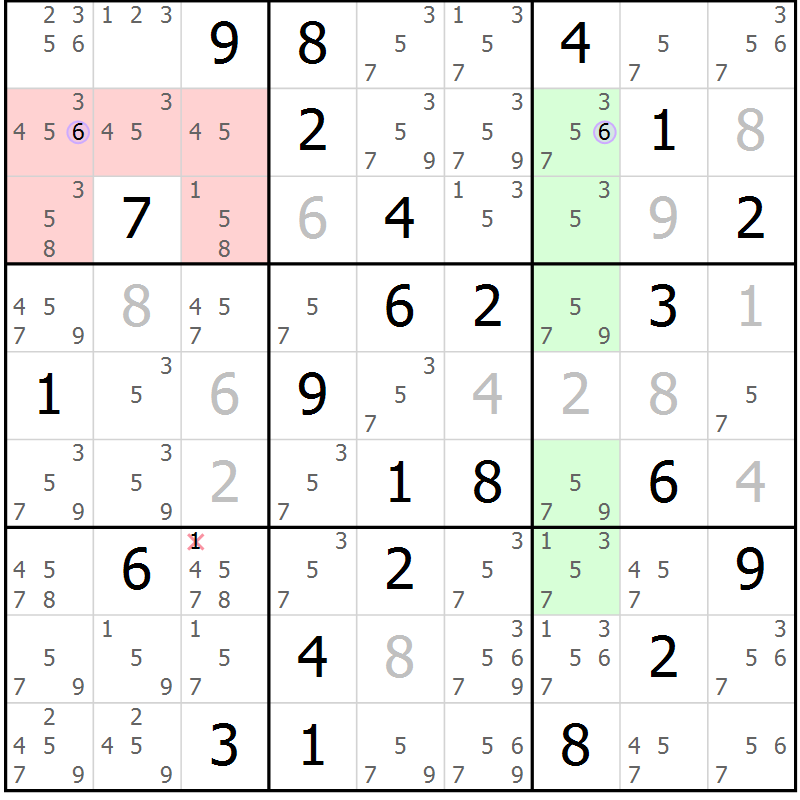 Position des candidats pour la solution de la Gr 40 page 43 du magazine de sudoku Suprême n° 027