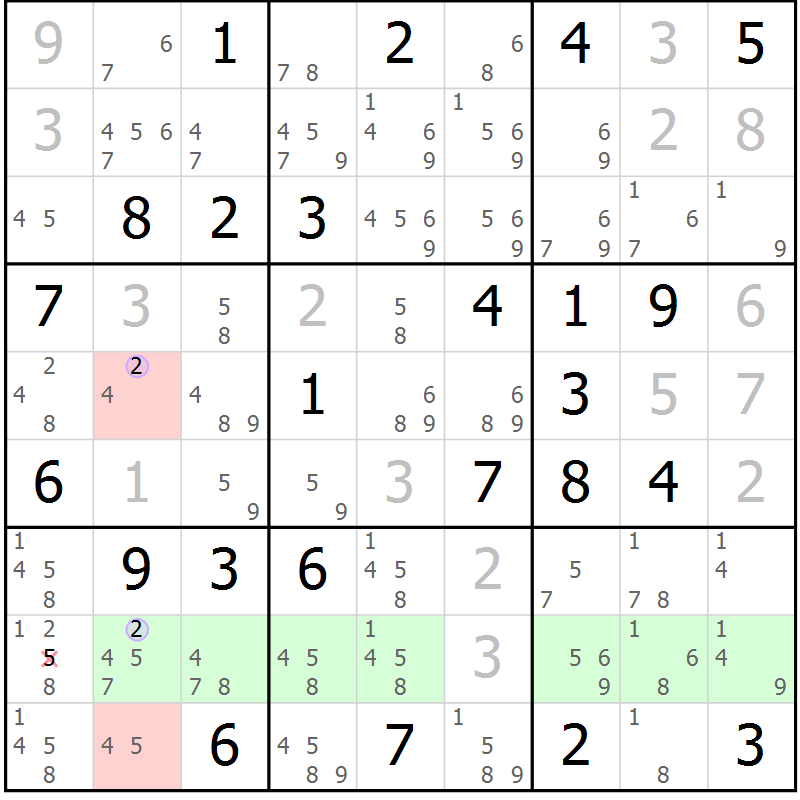 Position des candidats pour la solution de la Gr 41 page 44 du magazine de sudoku Suprême n° 027