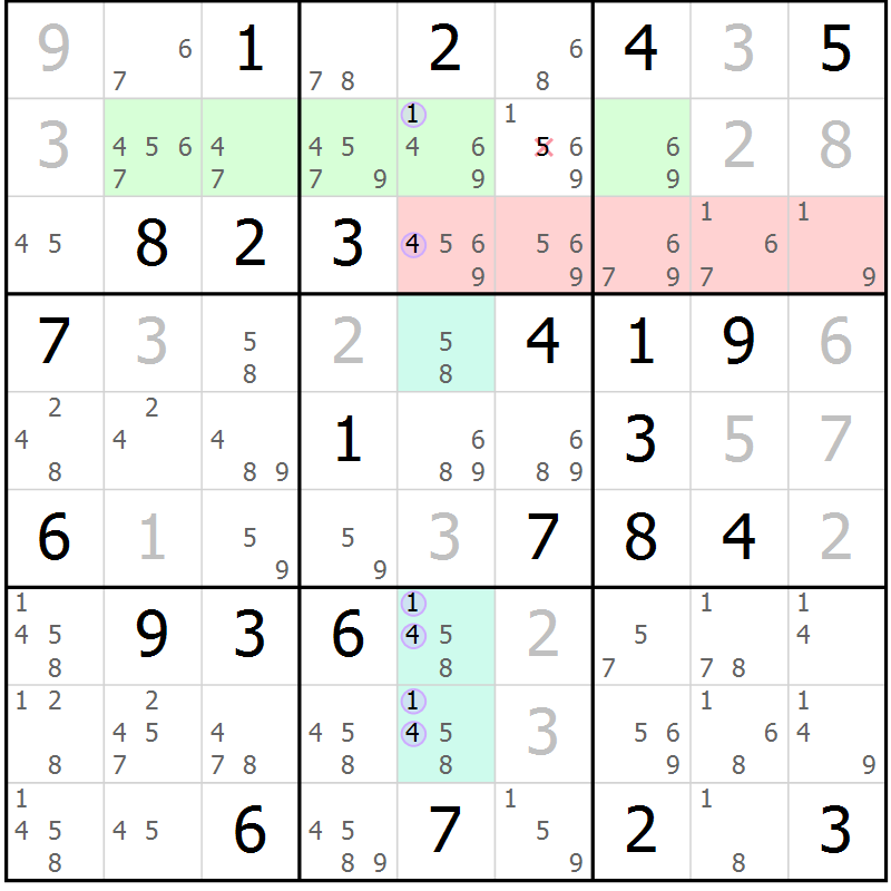 Position des candidats pour la solution de la Gr 41 page 44 du magazine de sudoku Suprême n° 027