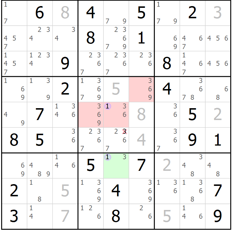 Position des candidats pour la solution de la Gr 43 page 46 du magazine de sudoku Suprême n° 027