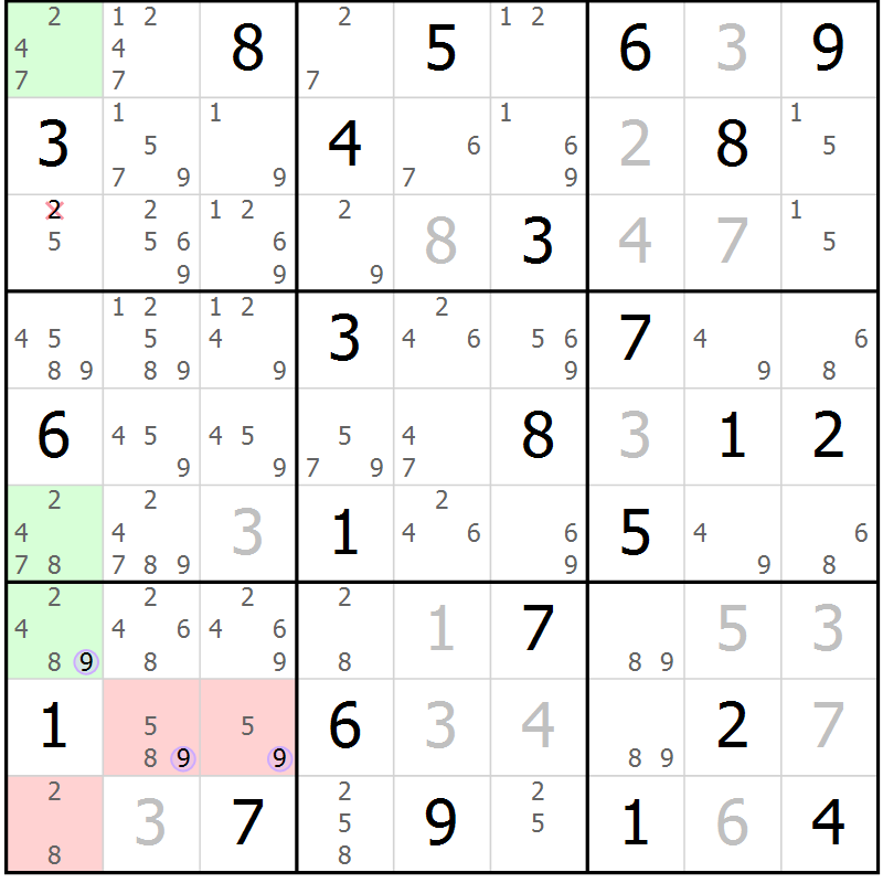 Position des candidats pour la solution de la Gr 44 page 47 du magazine de sudoku Suprême n° 027