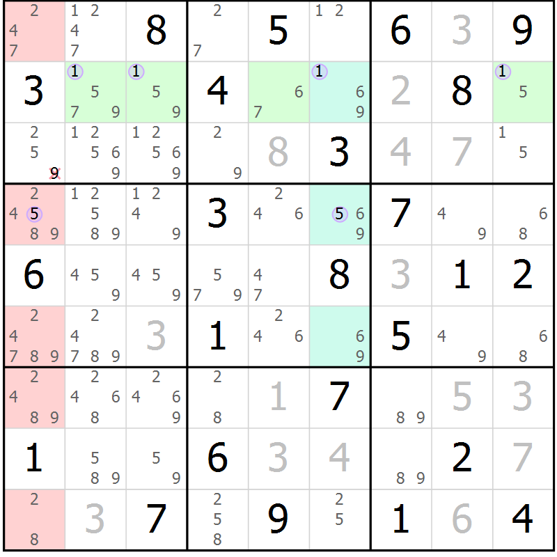 Position des candidats pour la solution de la Gr 44 page 47 du magazine de sudoku Suprême n° 027