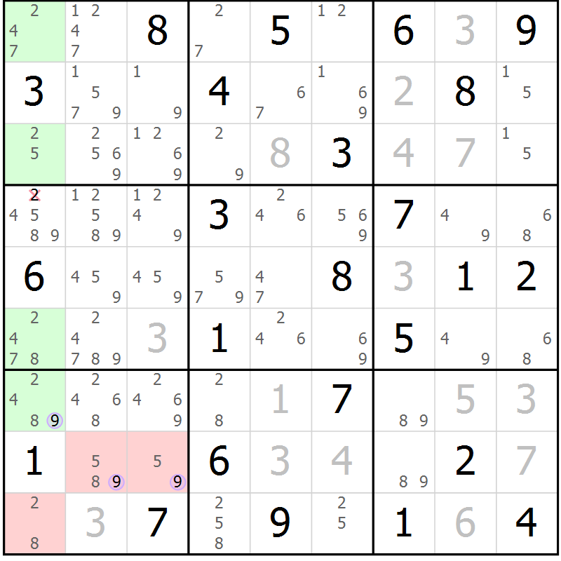 Position des candidats pour la solution de la Gr 44 page 47 du magazine de sudoku Suprême n° 027