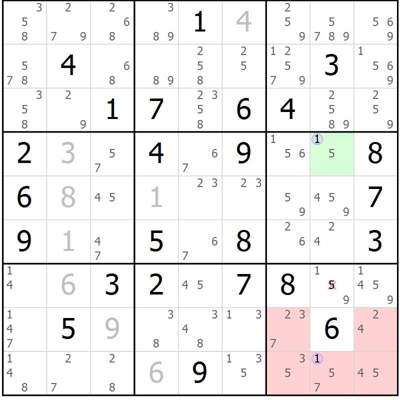 Position des candidats pour la solution de la Gr 45 page 48 du magazine de sudoku Suprême n° 027