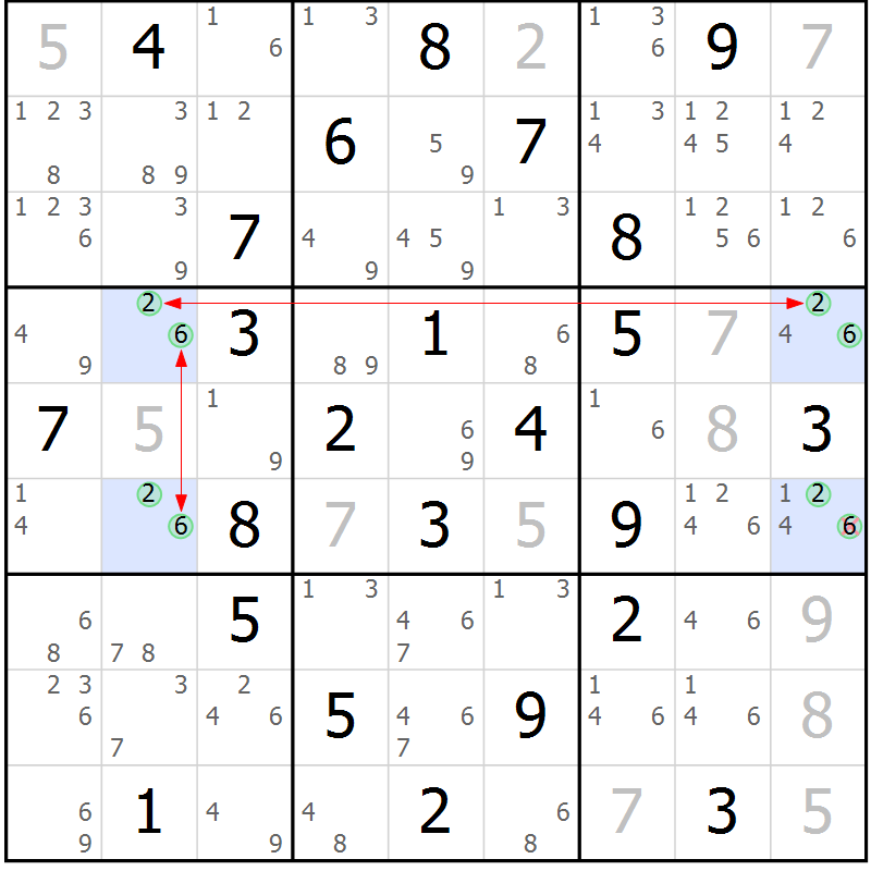 Position des candidats pour la solution de la Gr 46 page 49 du magazine de sudoku Suprême n° 027