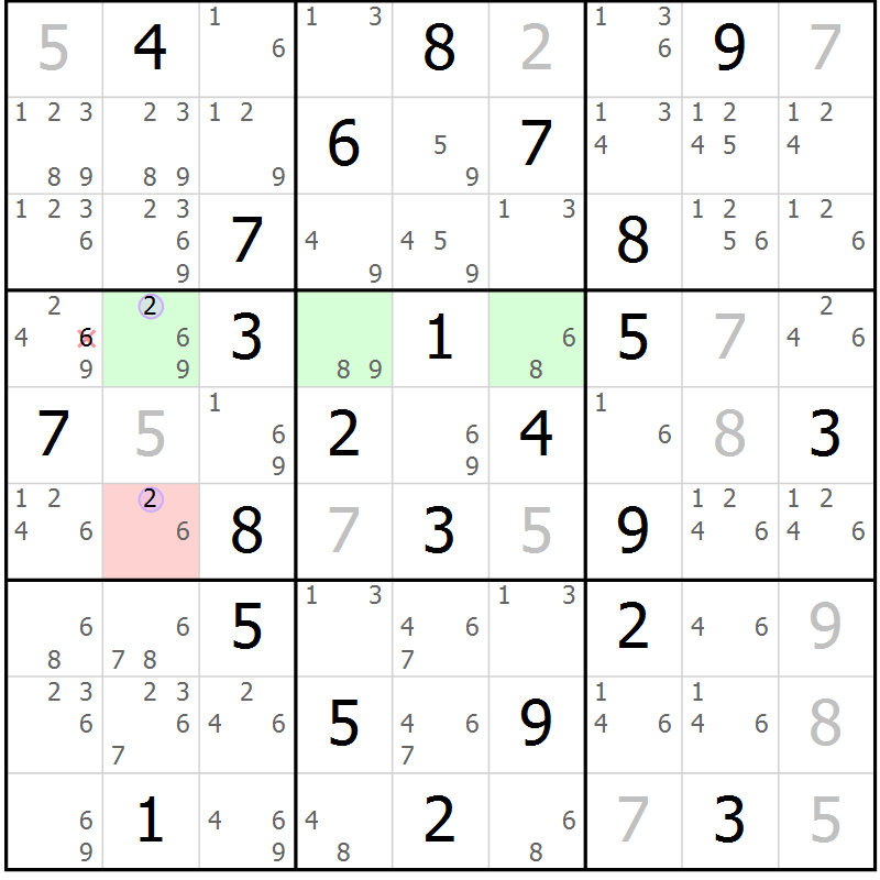 Position des candidats pour la solution de la Gr 46 page 49 du magazine de sudoku Suprême n° 027