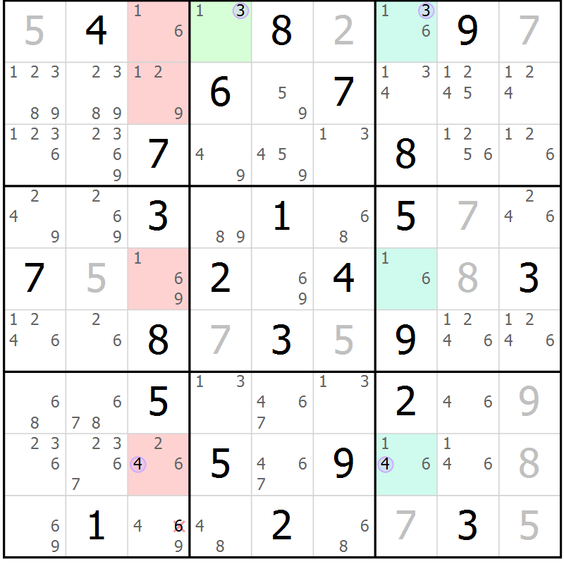 Position des candidats pour la solution de la Gr 46 page 49 du magazine de sudoku Suprême n° 027