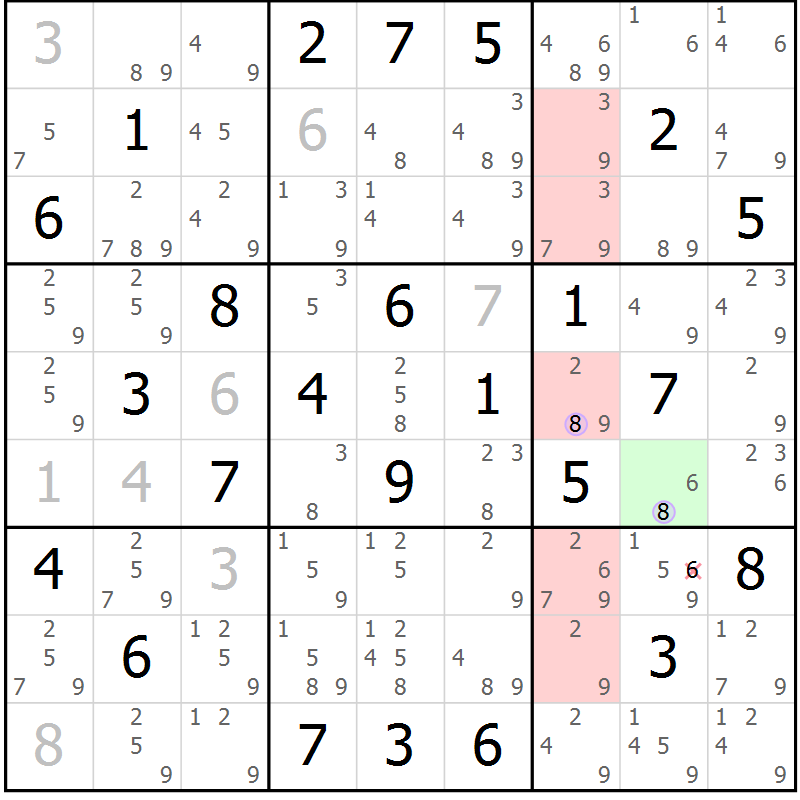 Position des candidats pour la solution de la Gr 47 page 50 du magazine de sudoku Suprême n° 027
