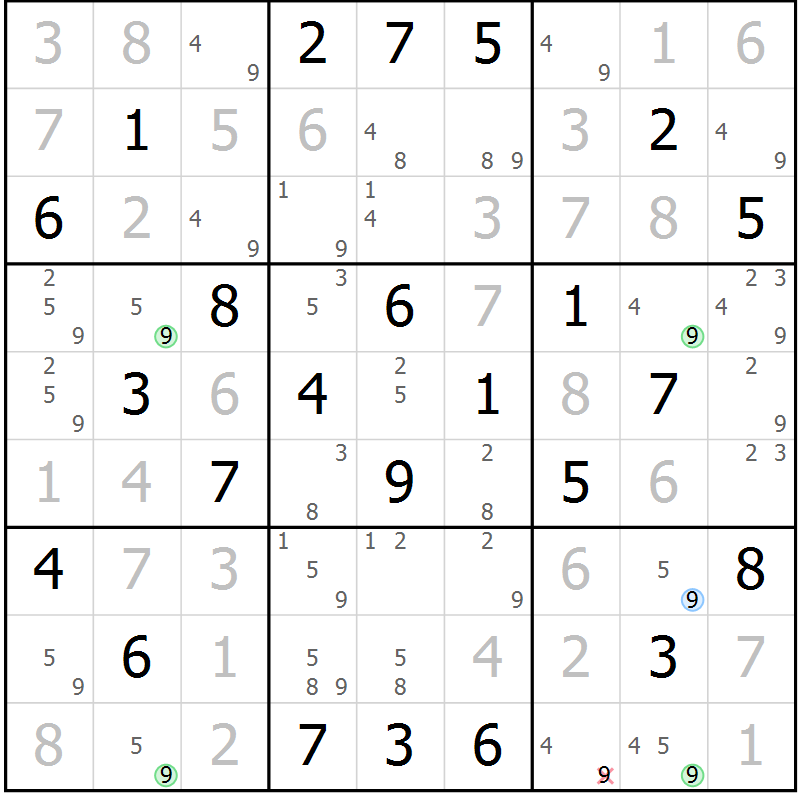Position des candidats pour la solution de la Gr 47 page 50 du magazine de sudoku Suprême n° 027