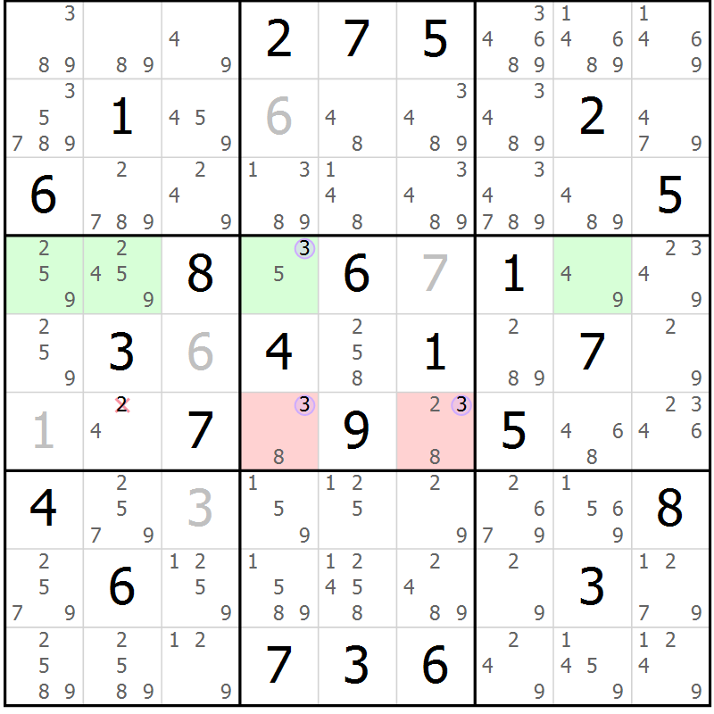 Position des candidats pour la solution de la Gr 47 page 50 du magazine de sudoku Suprême n° 027