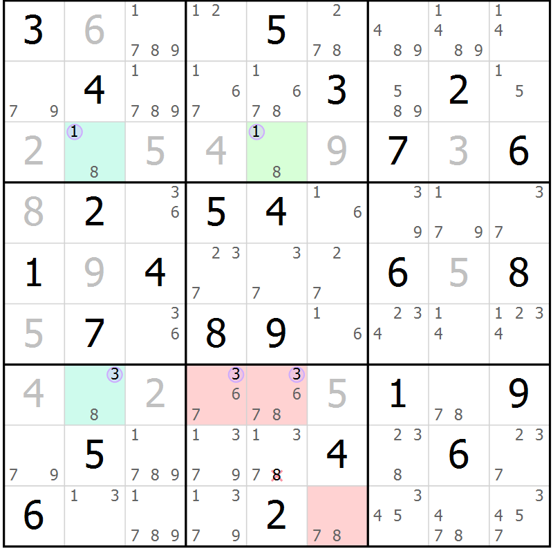 Position des candidats pour la solution de la Gr 48 page 51 du magazine de sudoku Suprême n° 027
