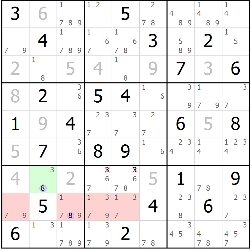 Position des candidats pour la solution de la Gr 48 page 51 du magazine de sudoku Suprême n° 027