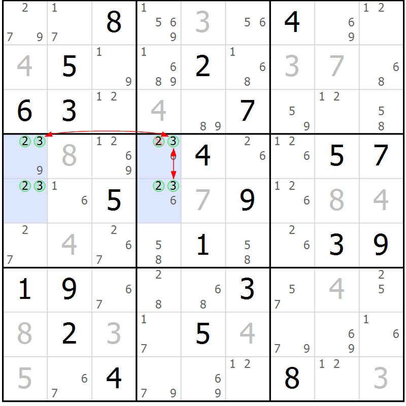 Position des candidats pour la solution de la Gr 49 page 52 du magazine de sudoku Suprême n° 027
