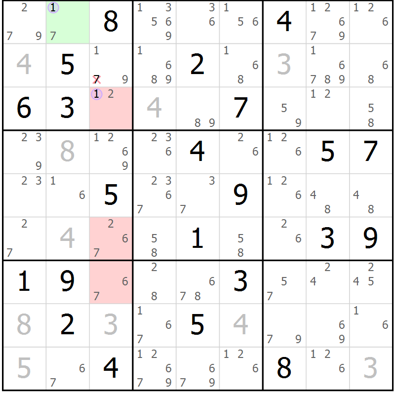 Position des candidats pour la solution de la Gr 49 page 52 du magazine de sudoku Suprême n° 027