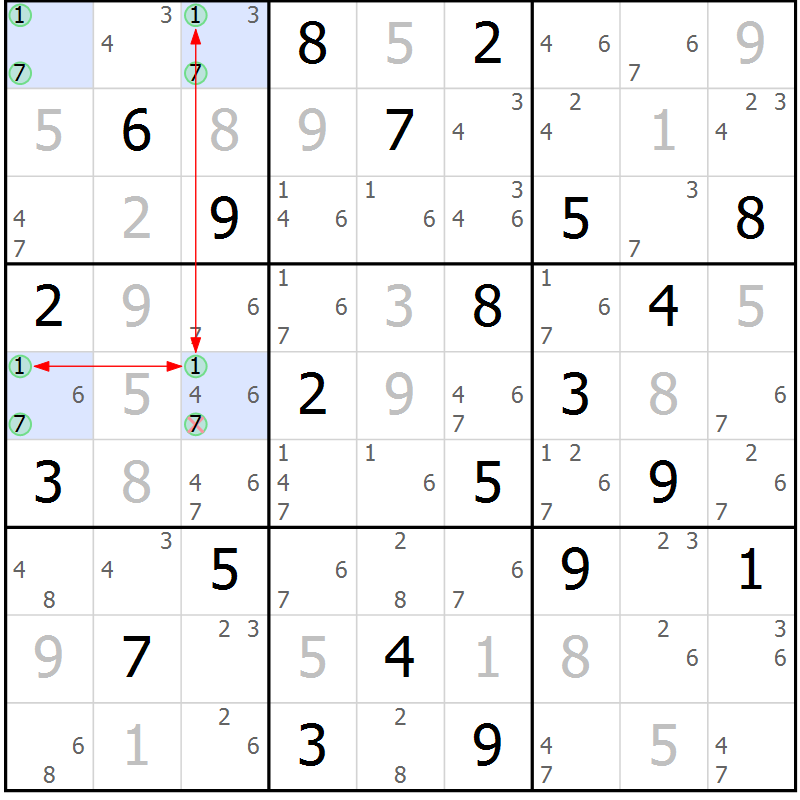 Position des candidats pour la solution de la Gr 5 page 8 du magazine de sudoku Suprême n° 027