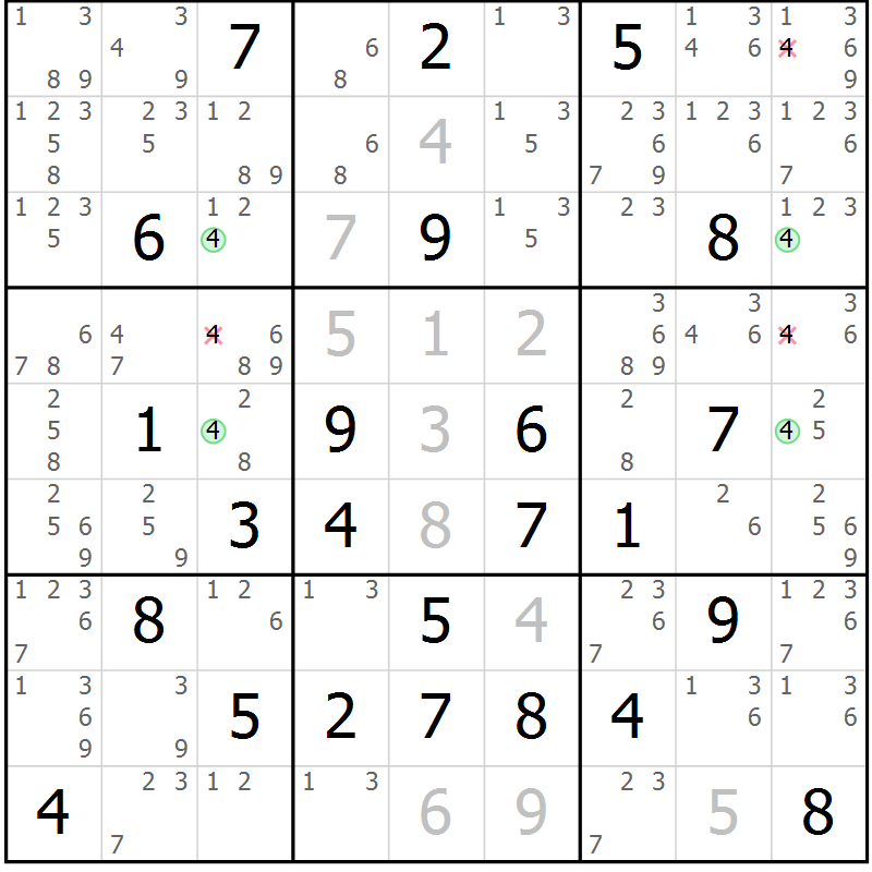 Position des candidats pour la solution de la Gr 51 page 54 du magazine de sudoku Suprême n° 027