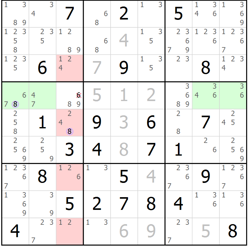 Position des candidats pour la solution de la Gr 51 page 54 du magazine de sudoku Suprême n° 027