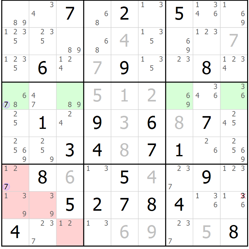 Position des candidats pour la solution de la Gr 51 page 54 du magazine de sudoku Suprême n° 027
