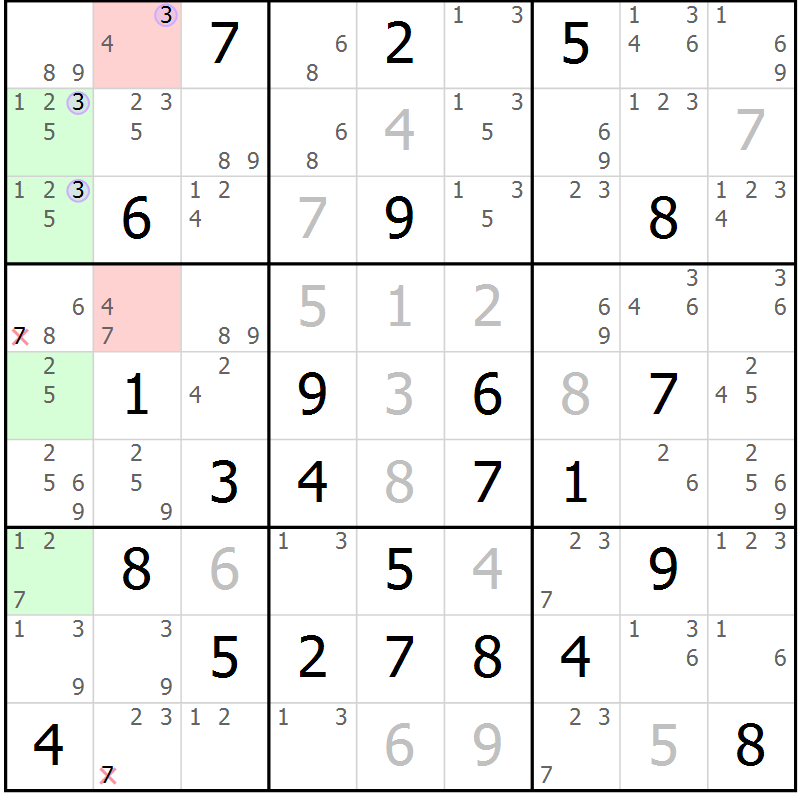 Position des candidats pour la solution de la Gr 51 page 54 du magazine de sudoku Suprême n° 027