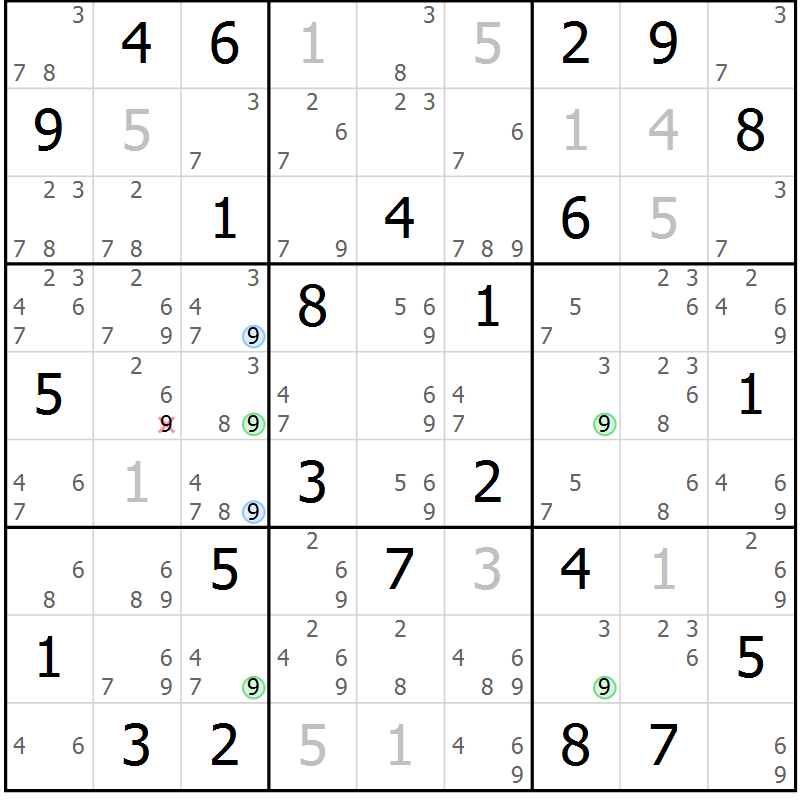 Position des candidats pour la solution de la Gr 52 page 55 du magazine de sudoku Suprême n° 027