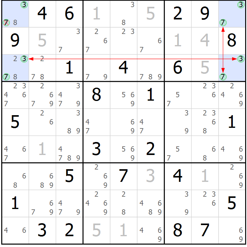 Position des candidats pour la solution de la Gr 52 page 55 du magazine de sudoku Suprême n° 027