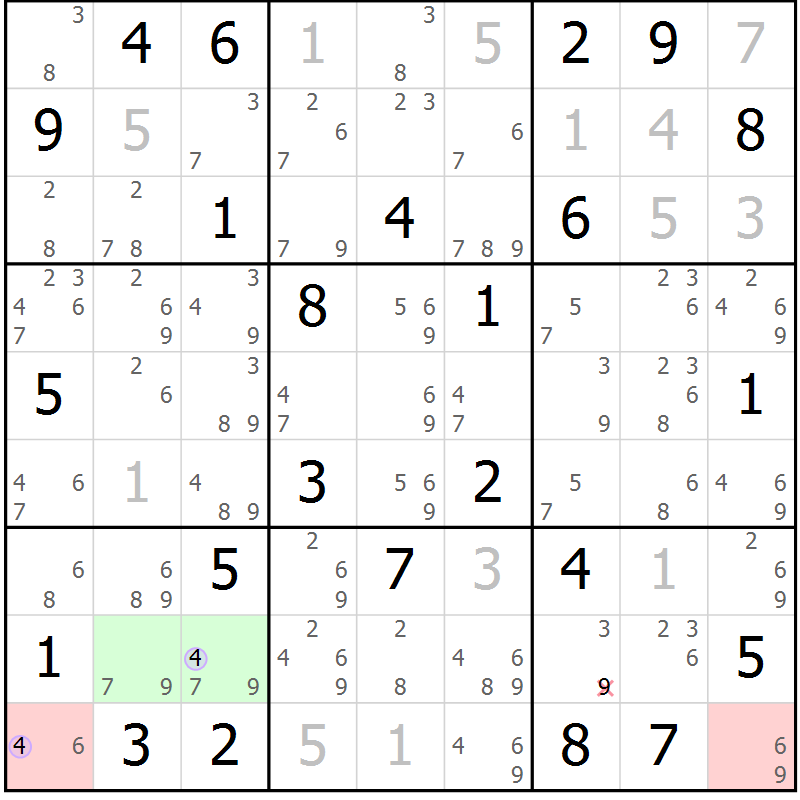 Position des candidats pour la solution de la Gr 52 page 55 du magazine de sudoku Suprême n° 027