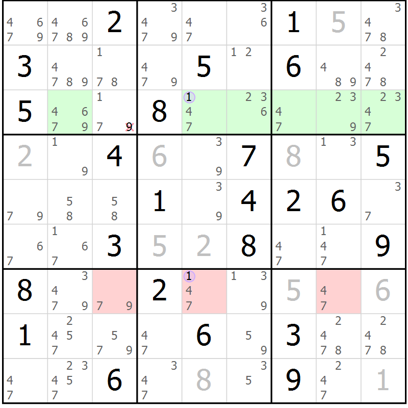 Position des candidats pour la solution de la Gr 53 page 56 du magazine de sudoku Suprême n° 027