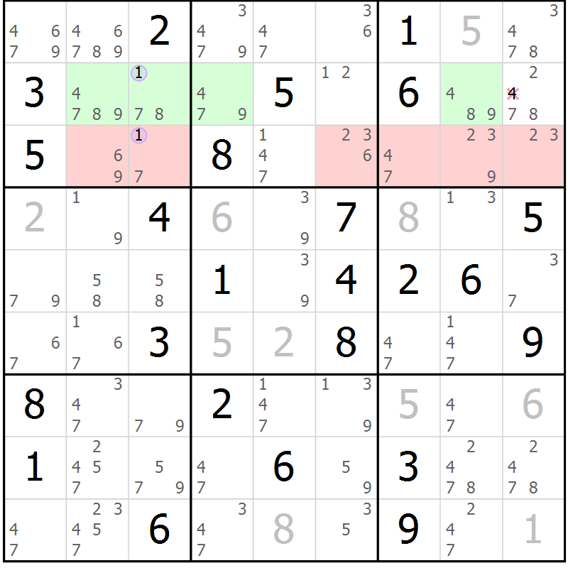 Position des candidats pour la solution de la Gr 53 page 56 du magazine de sudoku Suprême n° 027