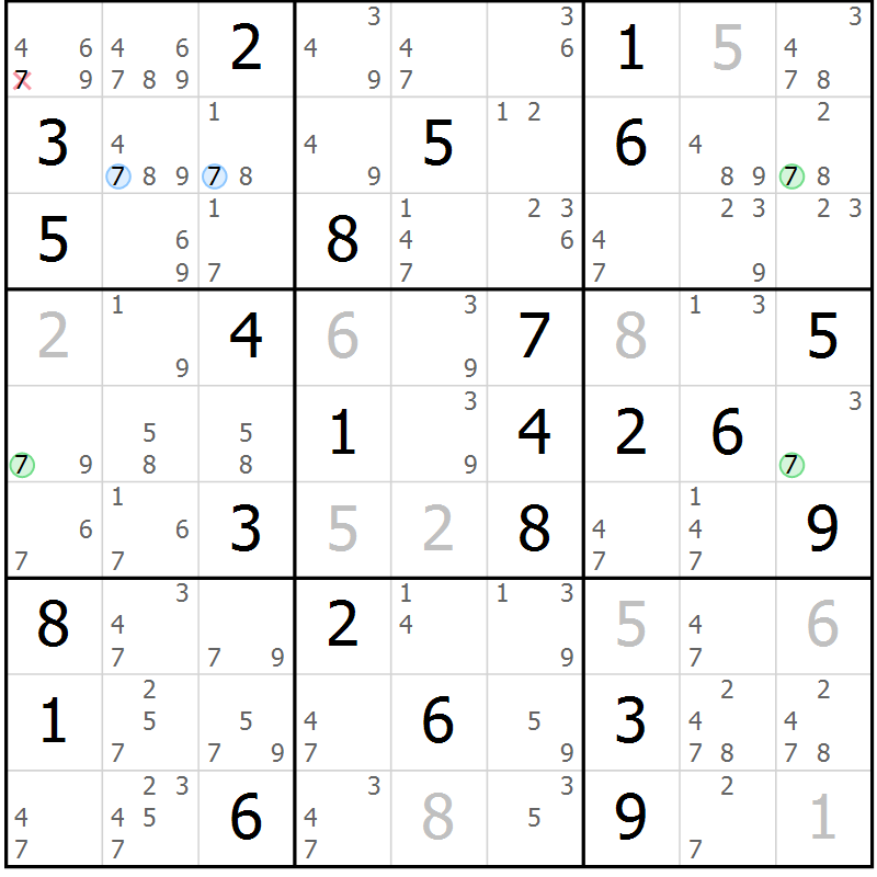 Position des candidats pour la solution de la Gr 53 page 56 du magazine de sudoku Suprême n° 027
