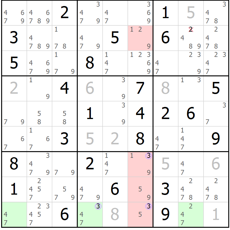 Position des candidats pour la solution de la Gr 53 page 56 du magazine de sudoku Suprême n° 027