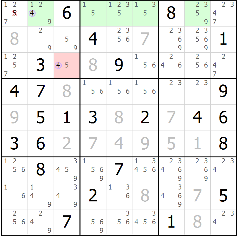 Position des candidats pour la solution de la Gr 54 page 57 du magazine de sudoku Suprême n° 027
