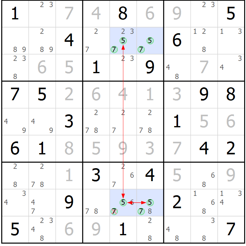 Position des candidats pour la solution de la Gr 55 page 58 du magazine de sudoku Suprême n° 027