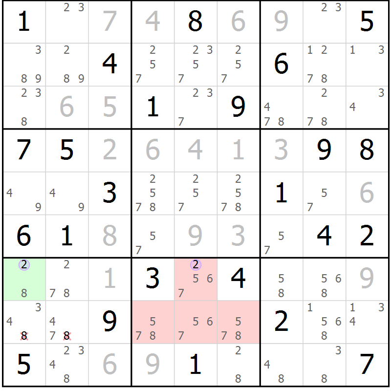 Position des candidats pour la solution de la Gr 55 page 58 du magazine de sudoku Suprême n° 027