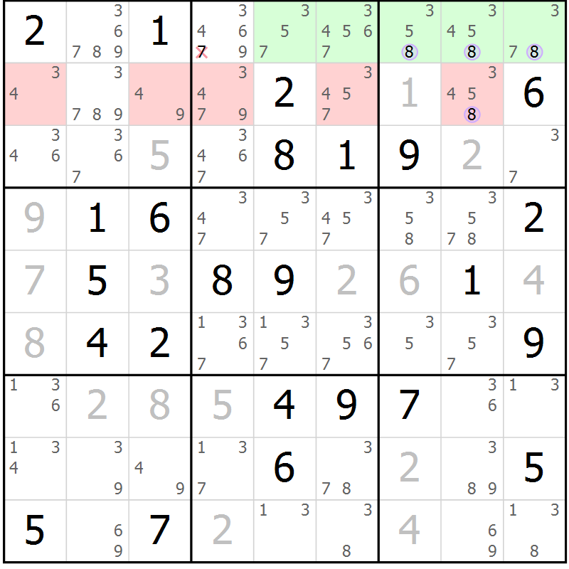 Position des candidats pour la solution de la Gr 56 page 59 du magazine de sudoku Suprême n° 027