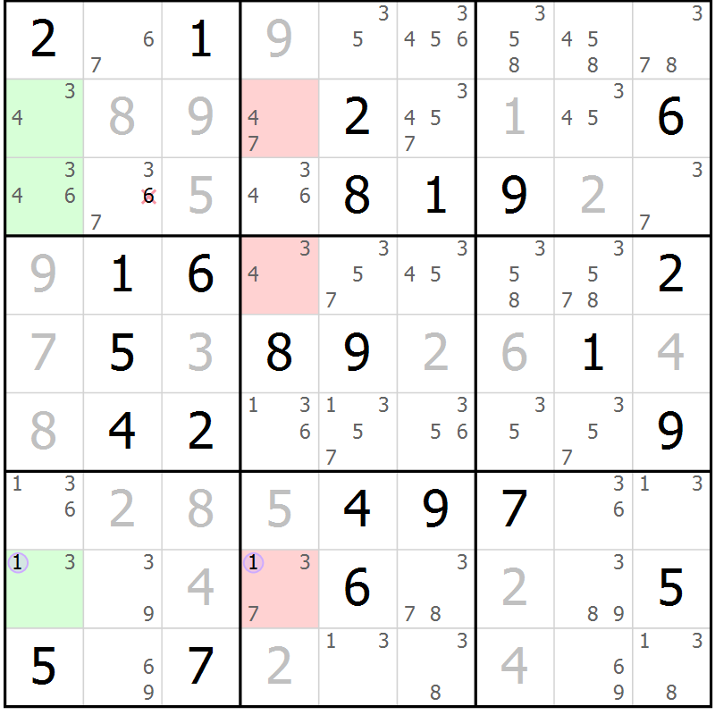 Position des candidats pour la solution de la Gr 56 page 59 du magazine de sudoku Suprême n° 027