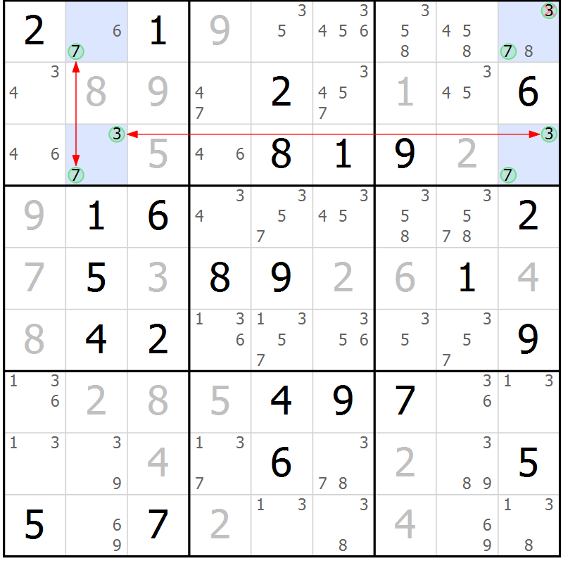 Position des candidats pour la solution de la Gr 56 page 59 du magazine de sudoku Suprême n° 027