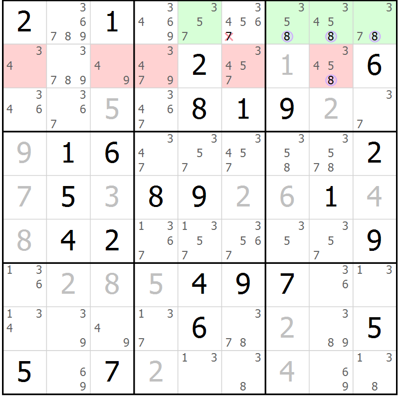 Position des candidats pour la solution de la Gr 56 page 59 du magazine de sudoku Suprême n° 027