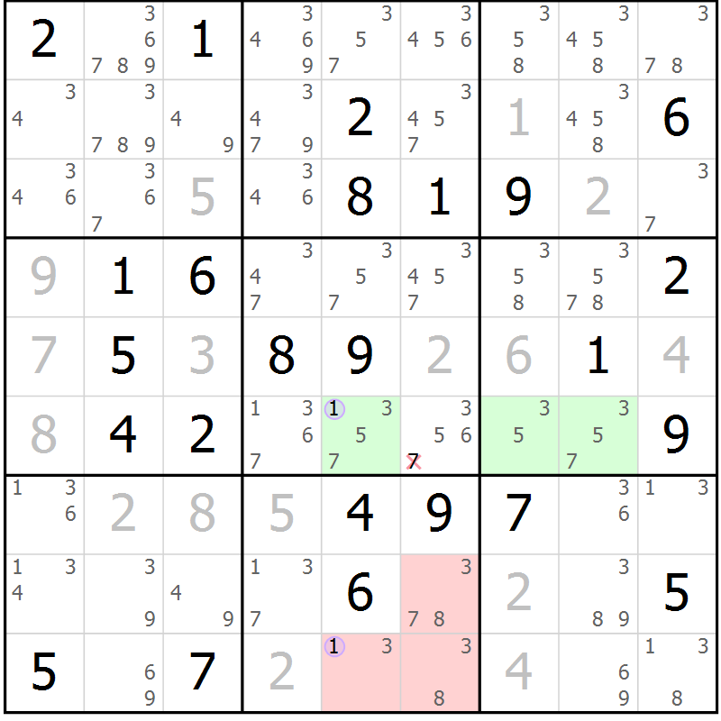 Position des candidats pour la solution de la Gr 56 page 59 du magazine de sudoku Suprême n° 027
