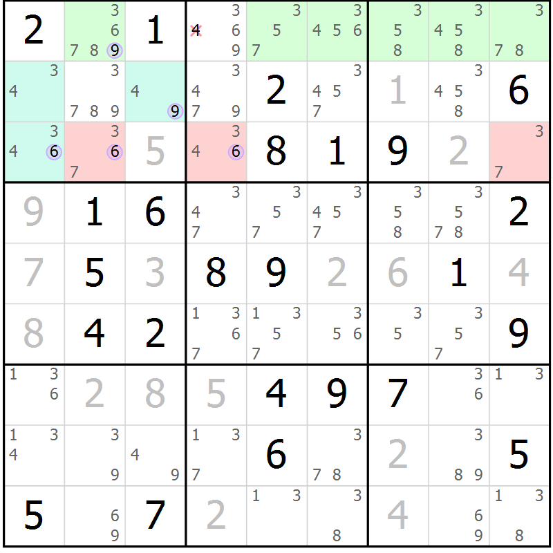 Position des candidats pour la solution de la Gr 56 page 59 du magazine de sudoku Suprême n° 027