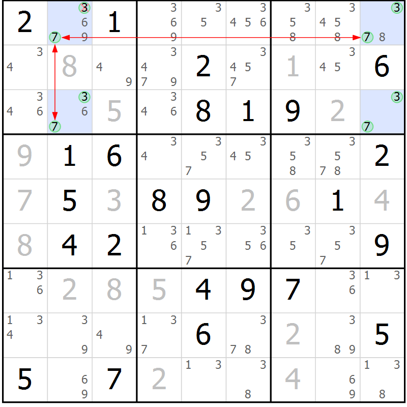 Position des candidats pour la solution de la Gr 56 page 59 du magazine de sudoku Suprême n° 027