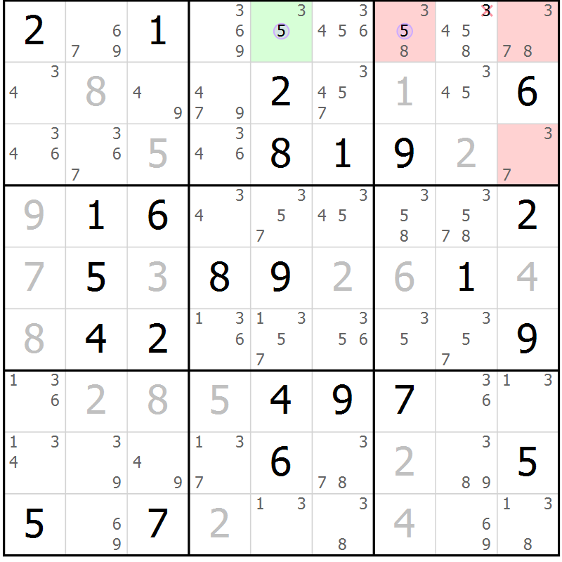 Position des candidats pour la solution de la Gr 56 page 59 du magazine de sudoku Suprême n° 027